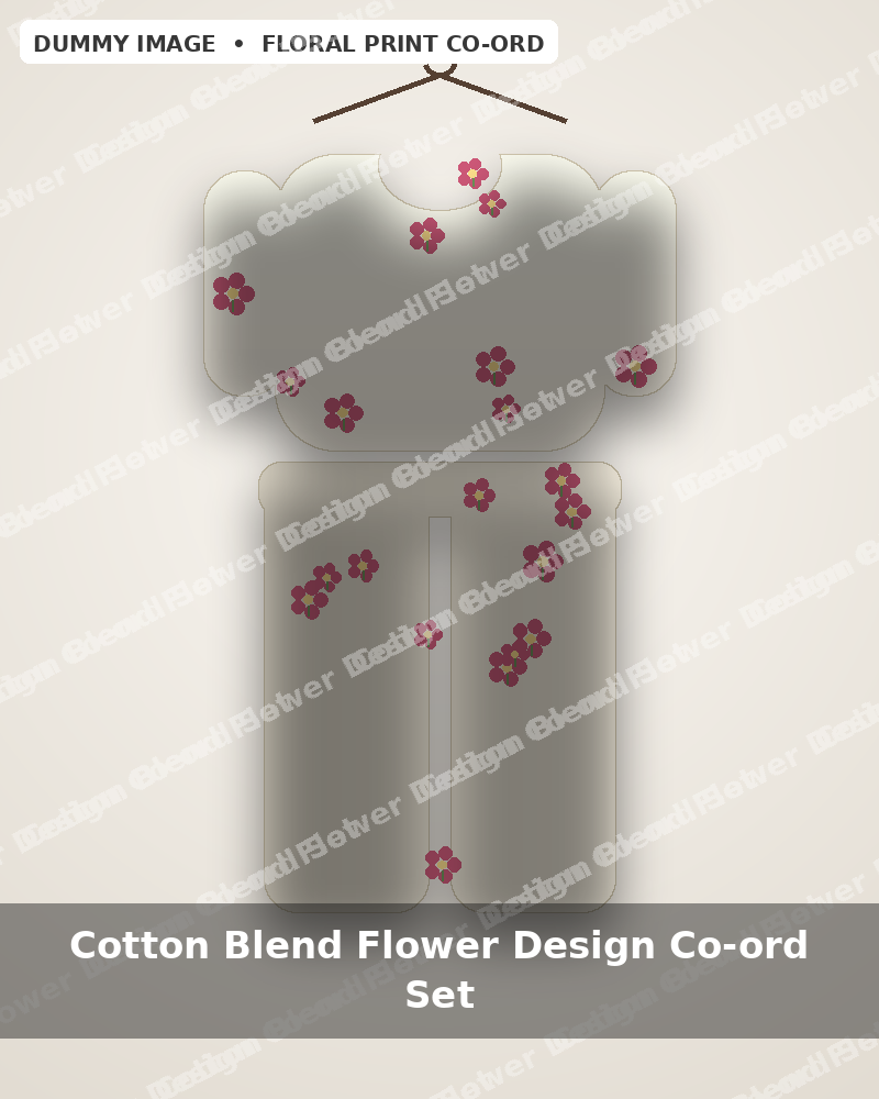Cotton Blend Flower Design Co-ord Set