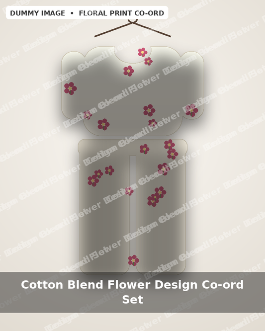 Cotton Blend Flower Design Co-ord Set