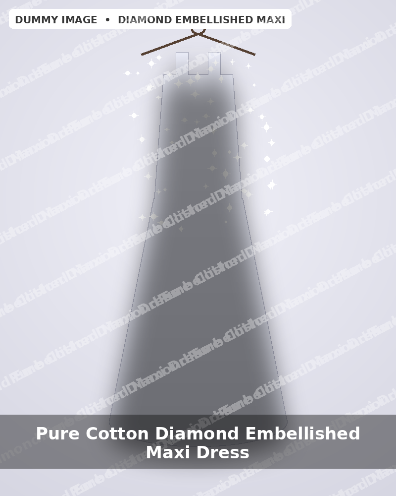 Pure Cotton Diamond Embellished Maxi Dress